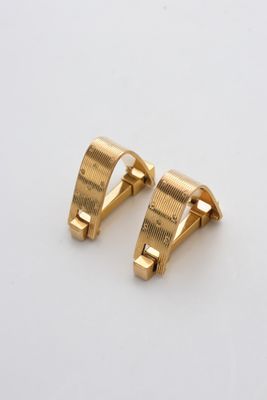 une paire de boucles d'oreilles plaquées or sur fond blanc