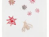 a white paper with red and silver stars on it