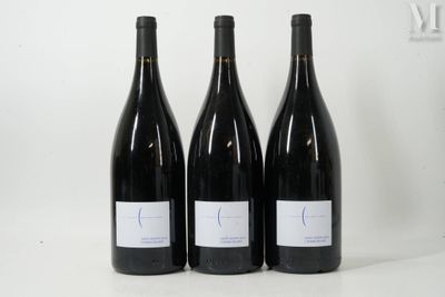 trois bouteilles de vin rouge sont posées les unes à côté des autres sur une surface blanche