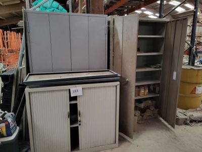 two cabinets and a cupboard in a warehouse