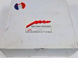 a white box with a red and blue logo on it