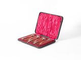 a red case with scissors and a pair of scissors in it