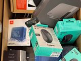 a box full of computer equipment that is sitting on the floor