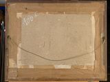 painting on easel with a piece of cardboard on top of it