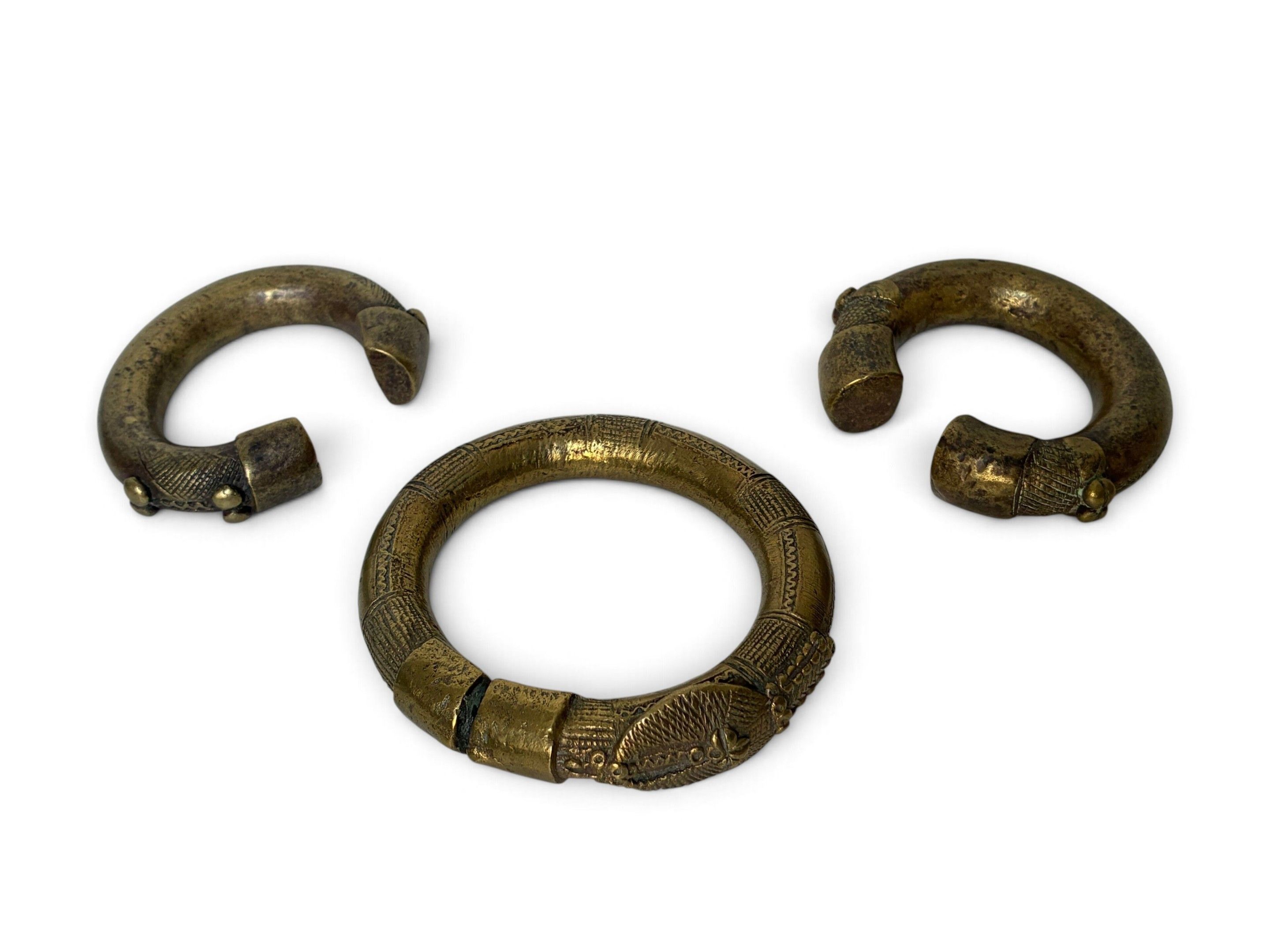 Lot de 3 bracelets en bronze - Afrique de l'Ouest