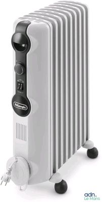 un radiateur électrique muni d'un thermostat sur le dessus