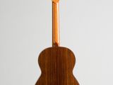 a close up of an acoustic guitar on a white background