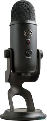 the microphone is on a stand with a white background