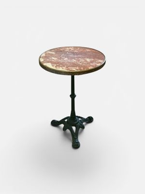 Table guéridon de bistrot circulaire à plateau en marbre rou…