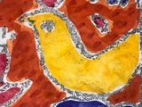 an image of a painting of two birds with hearts on them