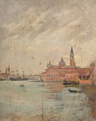 an image of a painting of a view of a city from a river