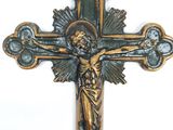 a cross with a jesus on it on a white background