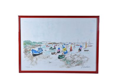 une image d'une peinture de bateaux sur l'eau