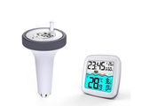 a clock and a thermometer sitting next to each other