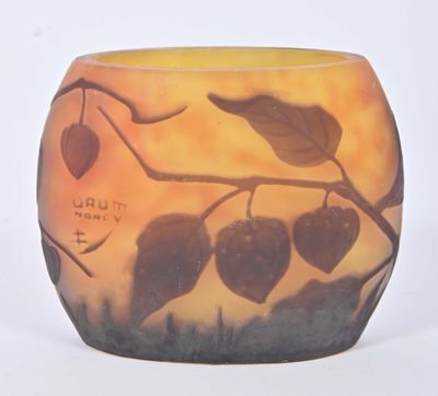 a vase that has a picture of a plant on it