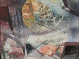 a painting of a fish in a bowl on a table