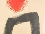 l'image d'une peinture noire et rouge sur un mur blanc