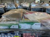 a cart full of boxes and boxes wrapped in plastic