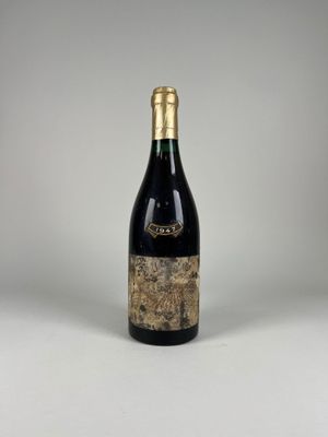 gros plan d'une bouteille de vin sur une surface blanche
