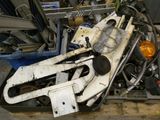 an image of a motorcycle that has been left in the garage
