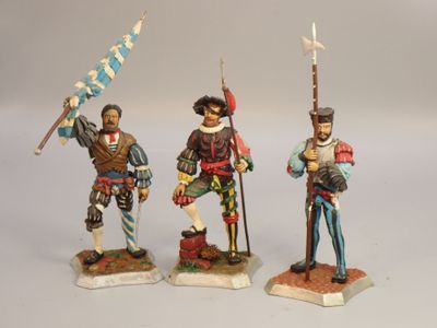 Figurines d'artistes - Renaissance, 90 mm, 3 Lansquenets, su…