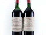 deux bouteilles de vin rouge posées l'une à côté de l'autre sur une surface blanche