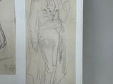 two drawings of a man in a hat and a woman in a dress
