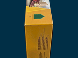 a box with a picture of a woman sitting on a couch