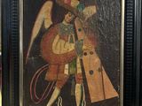 une image représentant un tableau où l'on voit un homme avec une harpe dans une pièce