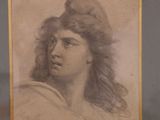 painting of a woman with a hat on her head in a gold frame