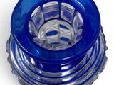 a blue glass ashtray on a white background