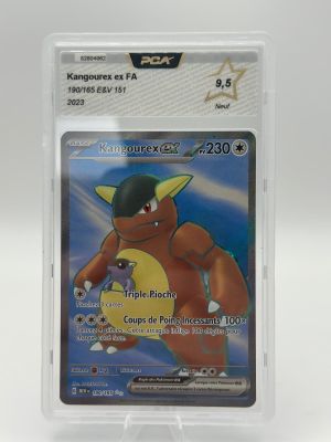 a close up of a pokemon card in a plastic case