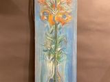 a painting of a vase with flowers in it