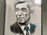 a painting of a man in a suit and tie hanging on a wall