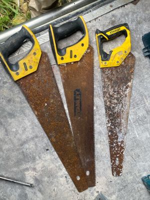 Lot de trois scies égoïnes, marque Stanley, lames métallique…