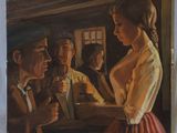 un tableau représentant un homme et une femme en train de discuter
