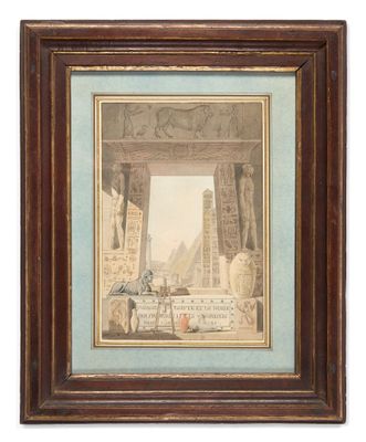 an old picture of a painting of a man and a woman in front of a building