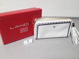 chanel white leather clutch bag with tassel
