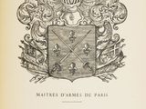 a black and white drawing of a coat of arms on a book