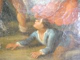 un tableau représentant une femme allongée par terre à côté d'un cheval