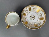 a cup and saucer sitting next to each other on a table