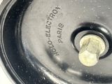 a close up of a black frying pan on a stove