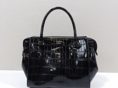 Sac cabas Michael Korsch en cuir gaufré imitation crocodile noir