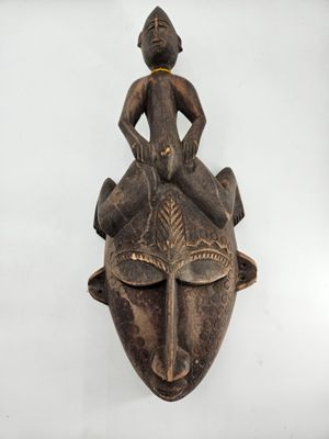 MALI Masque rituel, visage et enfant H : 53cm - Photo 1