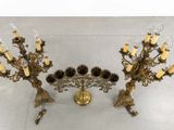pair of antique brass candelabs with candle holders