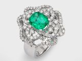 an emerald and diamond ring, by van cleef