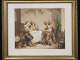 an image of a painting of a group of people sitting around a table