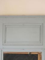 TRUMEAU de cheminé en bois mouluré, sculpté et laqué gris à … (photo 3)