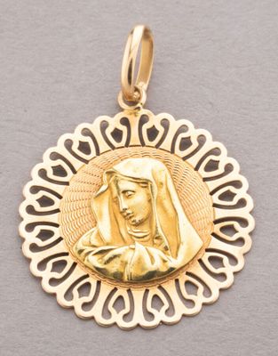 14k yellow gold virgin mary pendant