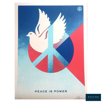 une image représentant une affiche sur laquelle figurent un symbole de la paix et une colombe